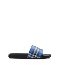 Burberry Blue 'Furley' Rubber Slides for men