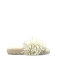 Kurt Geiger White 'Meena Eagle' Shearling Slippers