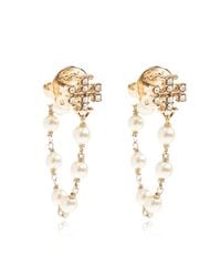 Tory Burch Metallic Earrings With Glass Pearls