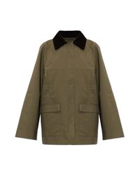 Totême Green Jacket With A Corduroy Collar