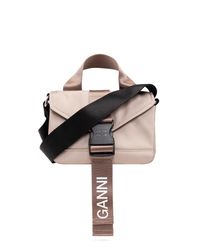 Ganni Black 'tech Satchel Mini' Shoulder Bag,