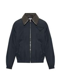 Bottega Veneta Blue Jacket With Leather Collar for men