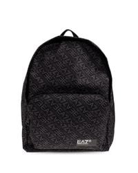 EA7 Black Monogram Backpack