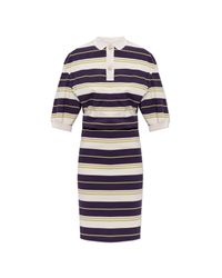 Issey Miyake White Polo Dress With Striped Pattern