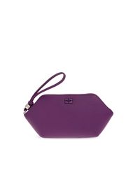 Ganni Purple Cosmetic Bag Made Of Eco Leather