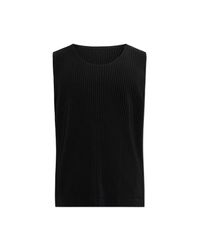 Homme Plissé Issey Miyake Black Pleated Sleeveless Top for men