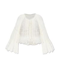 LoveShackFancy White Silk Top 'Darline'