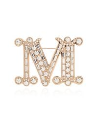 Max Mara Natural Brooch With Shimmering Crystals