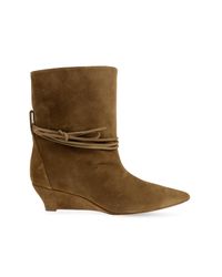 Odissi Brown Suede Wedge Ankle Boots