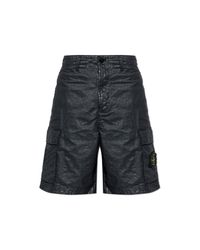 Stone Island Blue Cargo Shorts for men