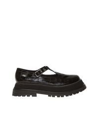 Burberry Black Embossed Leather T-bar Shoes