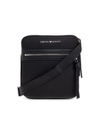 Emporio Armani Black Shoulder Bag With Logo-Shaped Appliqué for men