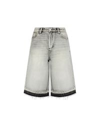 M I S B H V Gray Denim Shorts With A 'Vintage' Effect for men