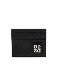 DSquared² Black Leather Card Holder With Logo for men
