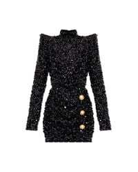Balmain Black Sequin Dress