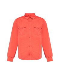 Versace Red Cotton Shirt With Pockets for men