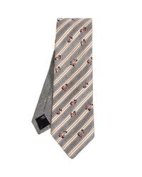 Dries Van Noten White Silk Tie With Floral Motif for men
