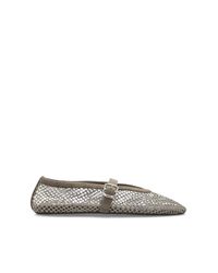 Alaïa Gray Ballet Flats With Shimmering Crystals