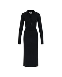 Fendi Black Ribbed Dress With Long Sleeves
