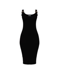 Versace Jeans Couture Black Dress With Decorative Buckles On The Straps