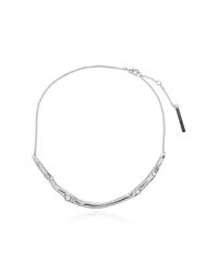 Dries Van Noten White Necklace With Shimmering Crystals
