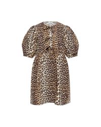 Ganni Natural Dress With Animal Print