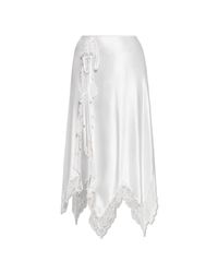 Chloé White Satin Skirt With Lace Trim