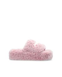 Balenciaga Pink Faux Fur Slides