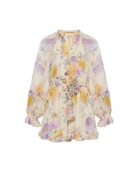 Zimmermann White Floral Print Jumpsuit