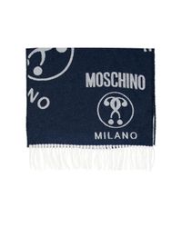 Moschino Blue Wool Logo Scarf for men