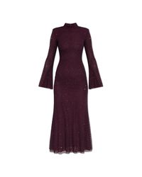 Self-Portrait Purple Dress With Shimmering Appliqués