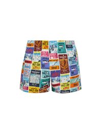 DSquared² Blue Cotton Boxers With Print for men