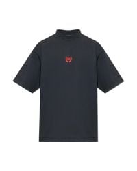 Balenciaga Blue T-Shirt With Embroidered Logo for men