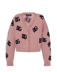 Dolce & Gabbana Pink Cardigan With Monogram