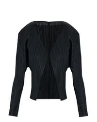Pleats Please Issey Miyake Black Pleated Cardigan