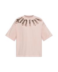 Palm Angels Pink Cotton T-Shirt With Logo Print for men