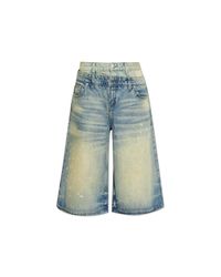 M I S B H V Blue Denim Shorts With 'Vintage' Effect for men
