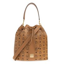 MCM Brown 'Worek' Type Bag With Monogram