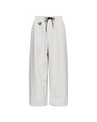 Y-3 White Pinstripe Trousers