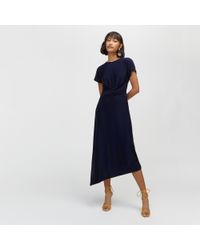 warehouse navy slinky wrap waist dress