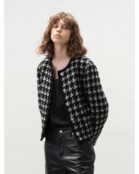 ladies black collarless jacket