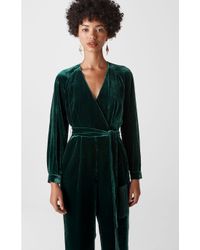 Thea wrap velvet jumpsuit Clearance