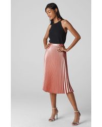 Whistles Satin Pleated Skirt in Pale ...