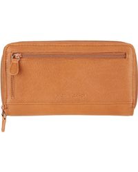 Wilsons Leather Piece Out Leather Double Zip Clutch in Tan (Brown) - Lyst