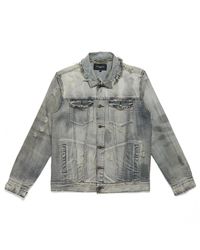 grey distressed denim jacket