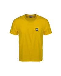 Stone Island - Yellow Patch Logo T-shirt for Men - Lyst