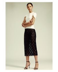 Yigal Azrouël Black Hibiscus Lace Skirt