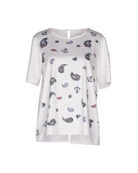 Frankie Morello White Cachemir Printed Silk Behind Cotton Top