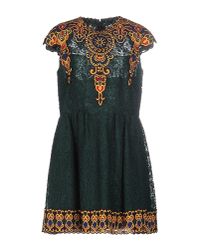 Valentino Cotton Embroidered Lace Dress in Emerald (Green) | Lyst