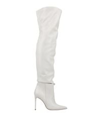 white stretch boots